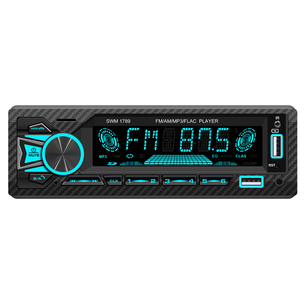 1 Din Car FM AM BT AUX in TF USB colorful lights  (Model No.1789)