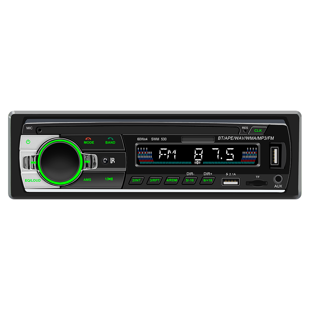 1din car FM BT USB SD AUX Colorful lights   (Model 530)