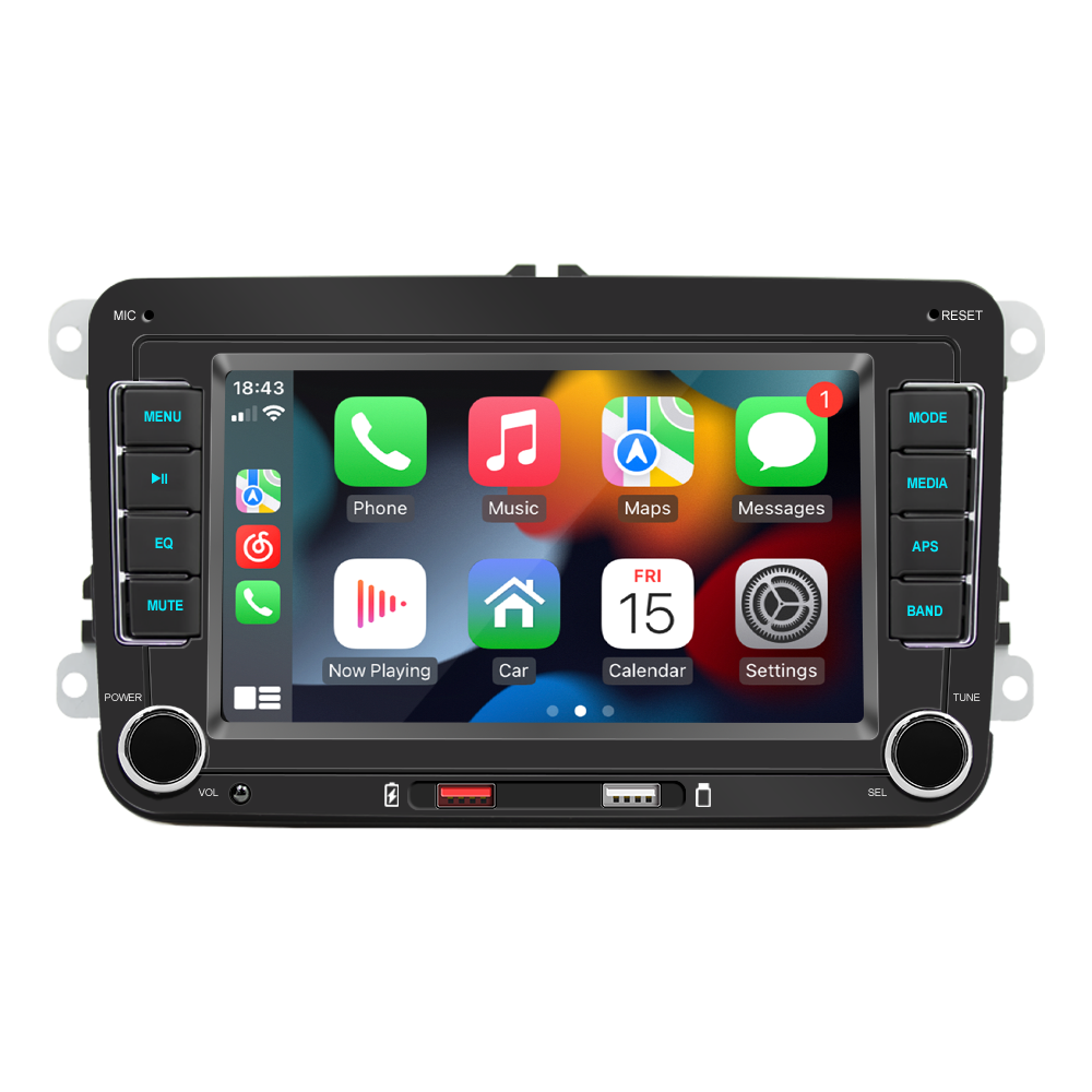 Car Intelligent System with FM AM USB Bluetooth Carplay android auto Custom Fit for VW, Skoda and SEAT (Model F9070W)